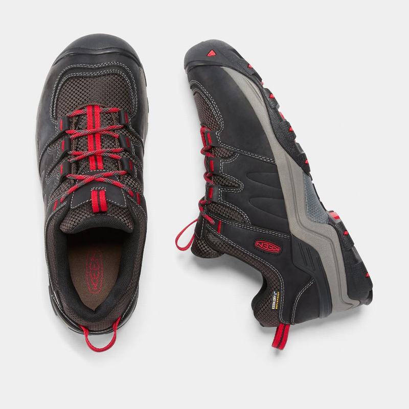 Keen Gypsum II Waterproof Mens Hiking Shoes Black/Red Factory Outlet NZ (4918-JECNU)